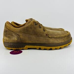 Twisted X Men's Boat Shoe Driving Moc Brown Leather Shoes MXC0016 Size 9.5M